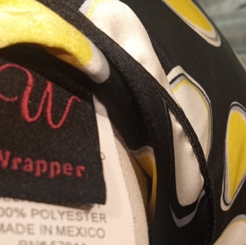 Wrapper Black and Yellow Polka Dot Midi Dress - Picture 3 of 11